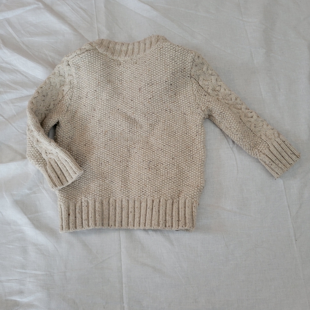 Cat & Jack khaki 1/4 button cable knit pullover sweater 2T - Picture 4 of 4